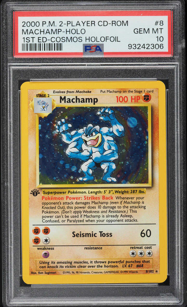 2000 Pokemon 2-Player CD-Rom Starter Set 1st Ed Cosmos Holo Machamp #8 PSA 10