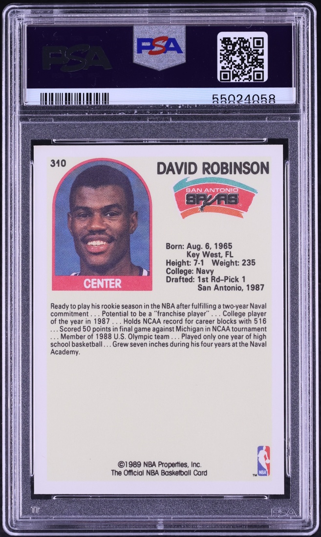 1989 Hoops David Robinson ROOKIE #310 PSA 9 MINT