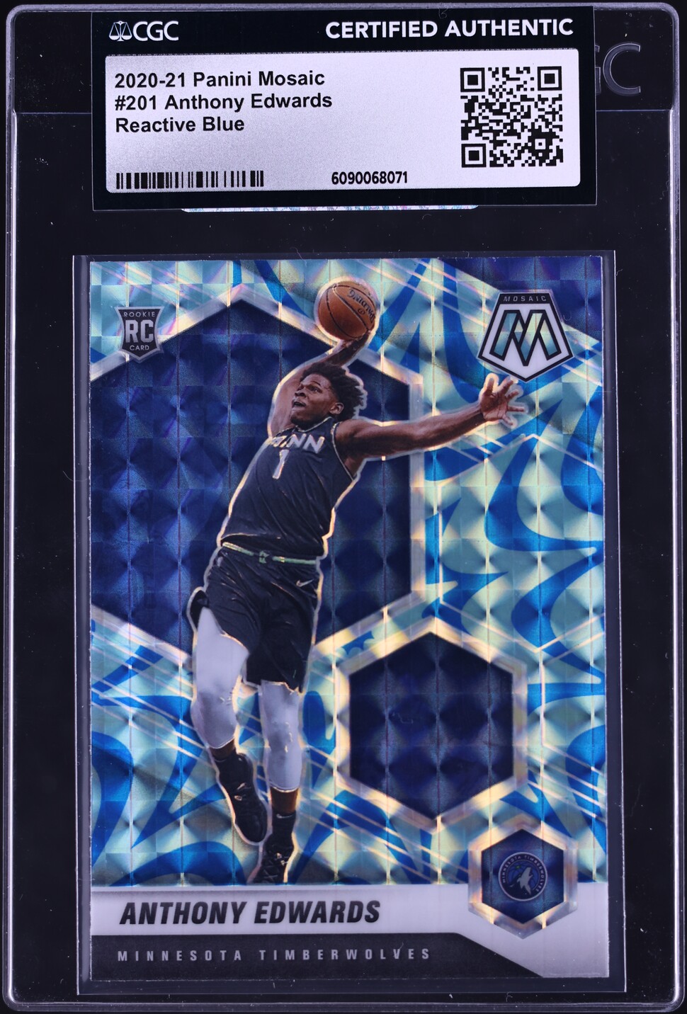 2020 Panini Mosaic Reactive Blue Anthony Edwards ROOKIE #201 CGC AUTH