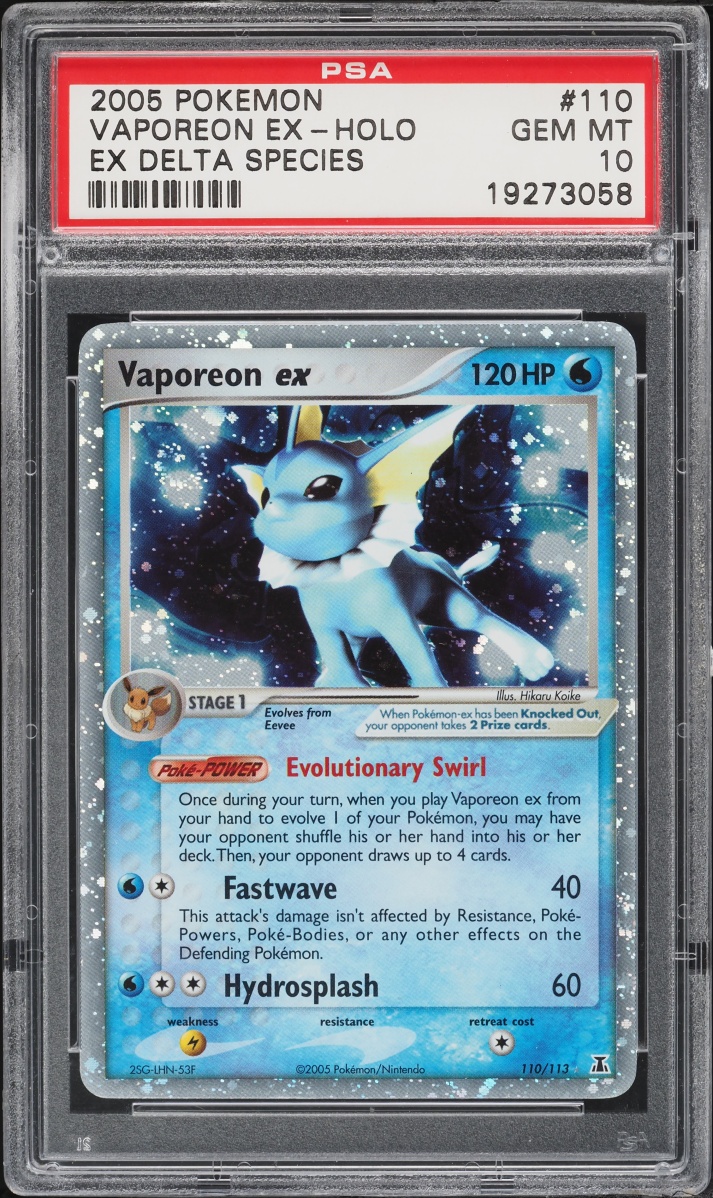 2005 Pokemon EX Delta Species Holo Vaporeon EX #110 PSA 10 GEM MINT