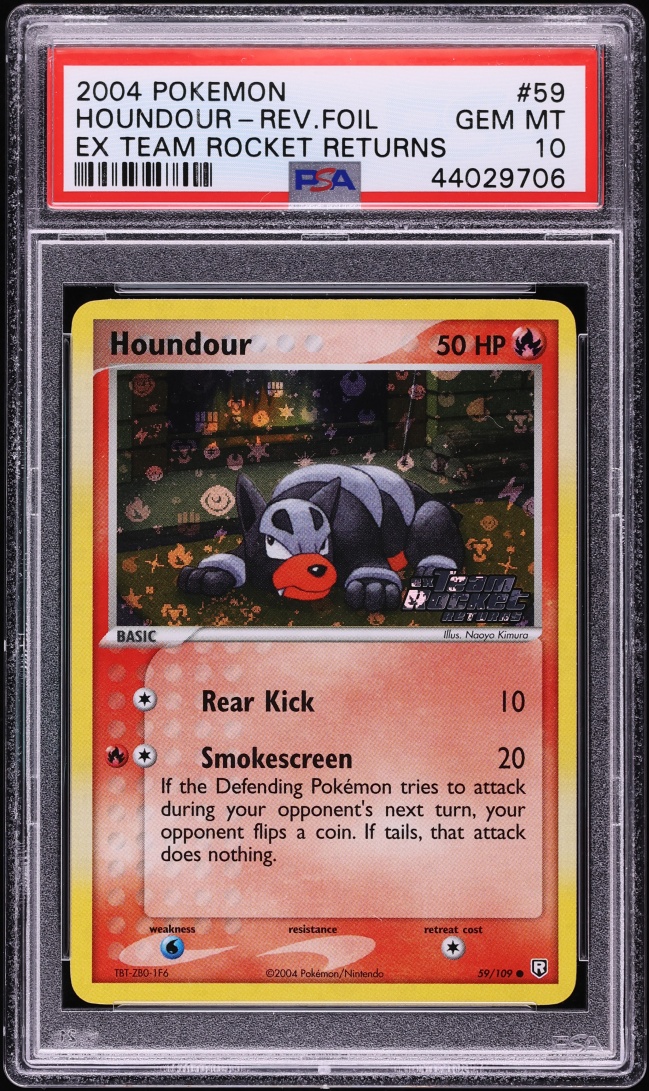 2004 Pokemon EX Team Rocket Returns Reverse Holo Houndour #59 PSA 10 GEM MINT