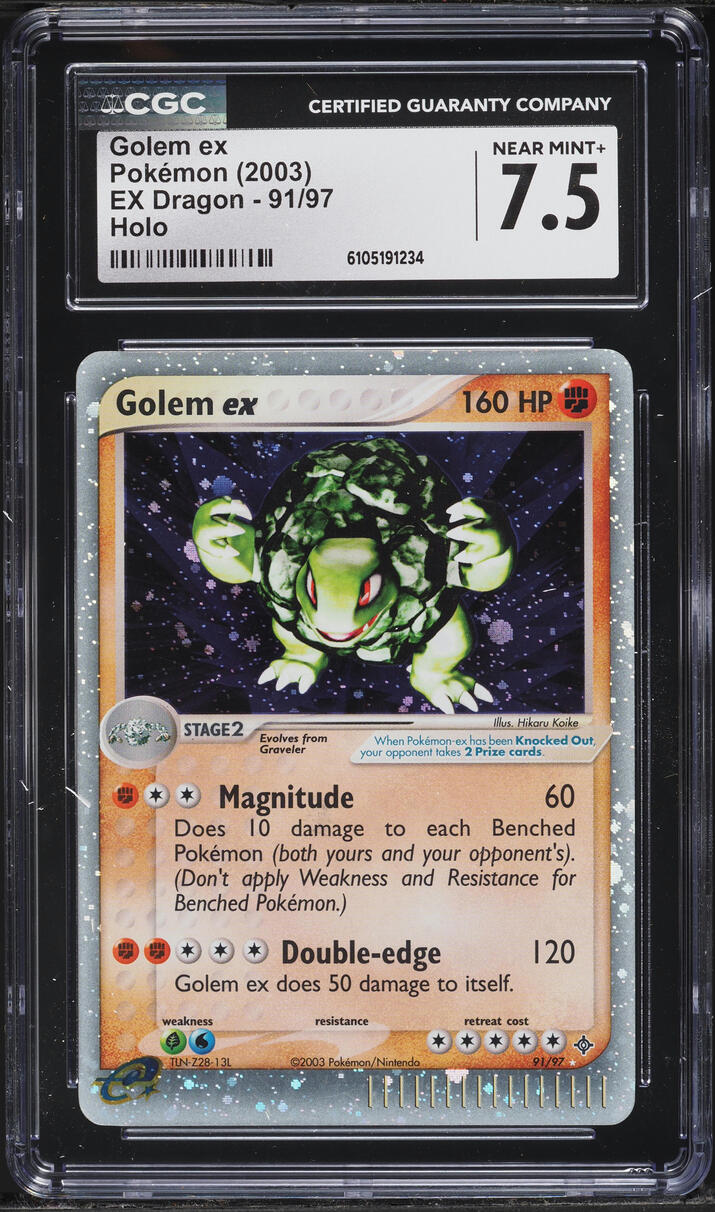 2003 Pokemon EX Dragon Holo Golem ex #91 CGC 7.5 NRMT+