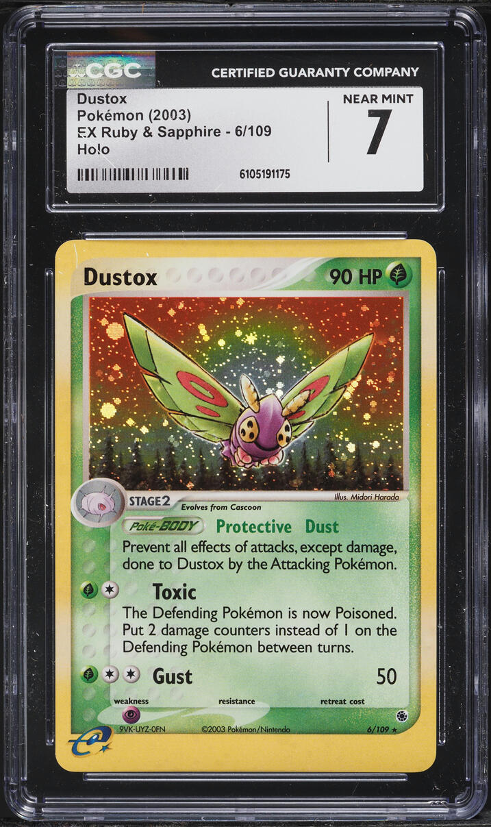 2003 Pokemon EX Ruby & Sapphire Holo Dustox #6 CGC 7 NRMT
