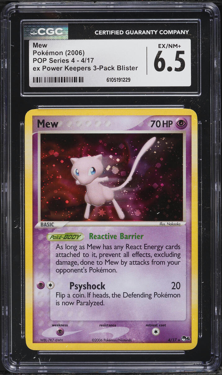 2006 Pokemon POP Series 4 Holo Mew #4 CGC 6.5 EXMT+