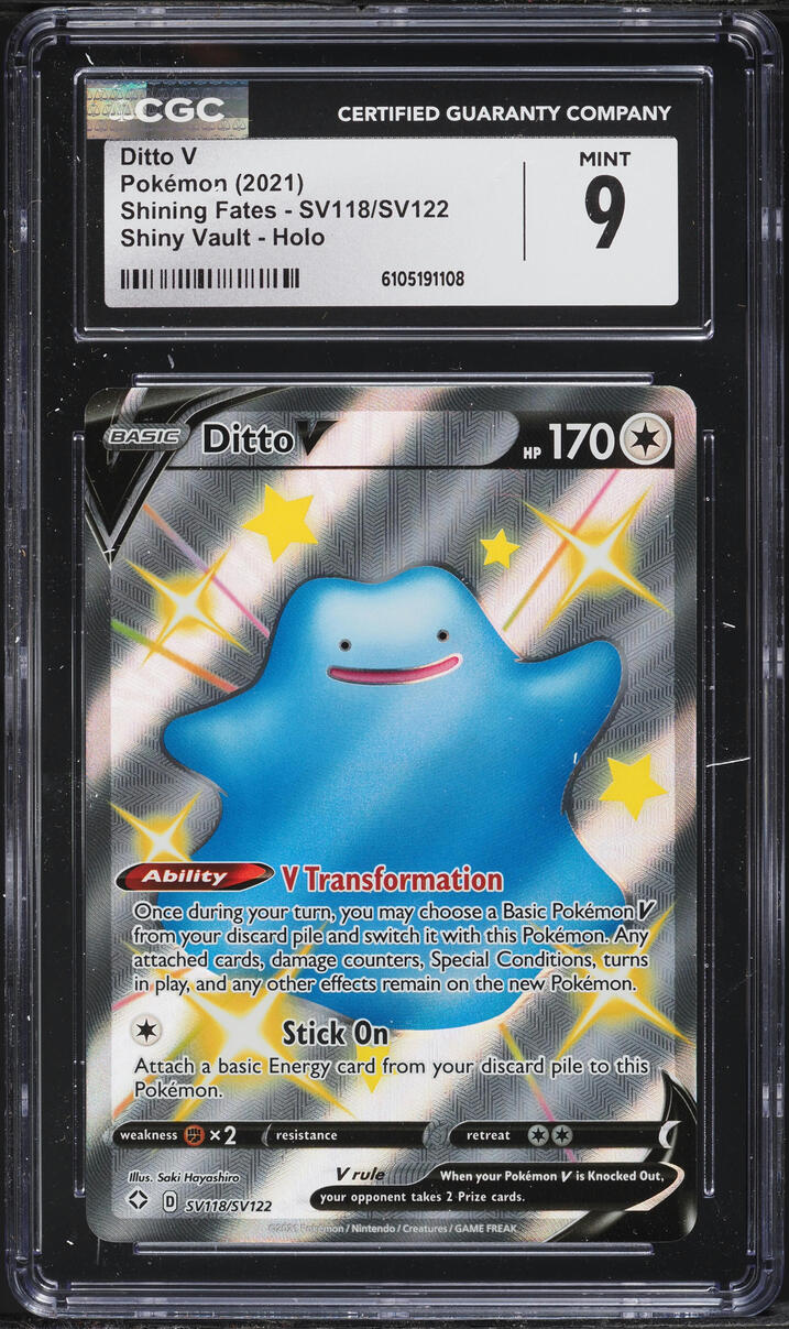 2021 Pokemon Sword & Shield Shining Fates Shiny Ditto V #SV118 CGC 9 MINT