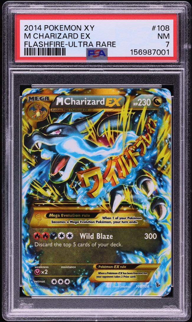 2014 Pokemon XY Flashfire Full Art M Charizard EX #108 PSA 7 NRMT