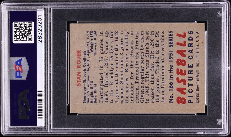1951 Bowman Stan Rojek #166 PSA 5.5 EX+