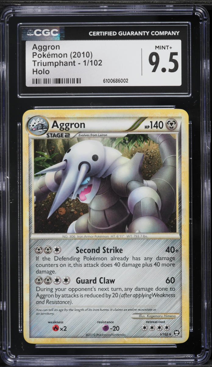 2010 Pokemon HearthGold & SoulSilver Triumphant Holo Aggron #1 CGC 9.5 MINT+