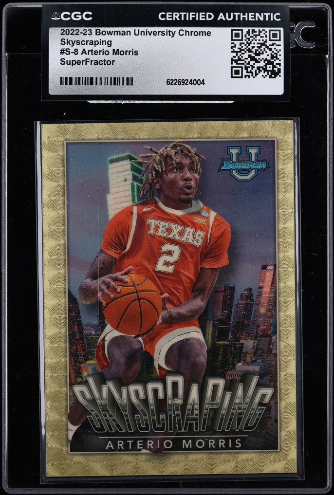 2022 Bowman Chrome University Skyscraping Superfractor Arterio Morris 1/1 #S-8 CGC AUTH