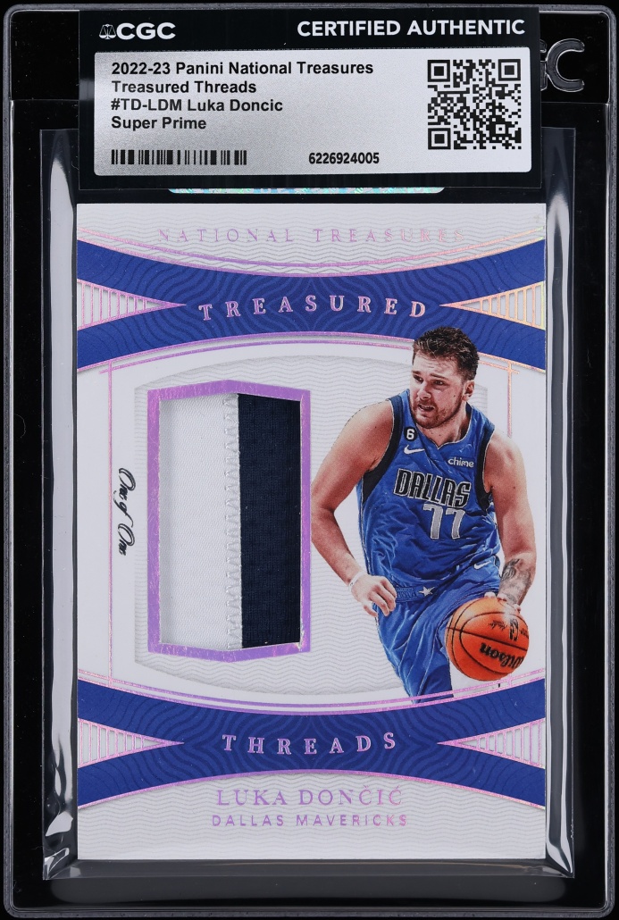 2022 National Treasures Treasured Threads Super Prime Luka Doncic PATCH 1/1 #TD-LDM CGC AUTH
