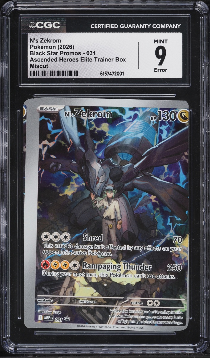 2026 Pokemon Mega Evolution Promo Ascended Heroes ETB Full Art Error N's Zekrom #31 CGC 9 MINT