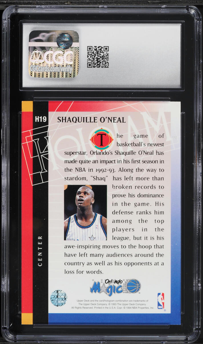 1993 Upper Deck Holojam Shaquille O'Neal #H19 CGC 9 MINT