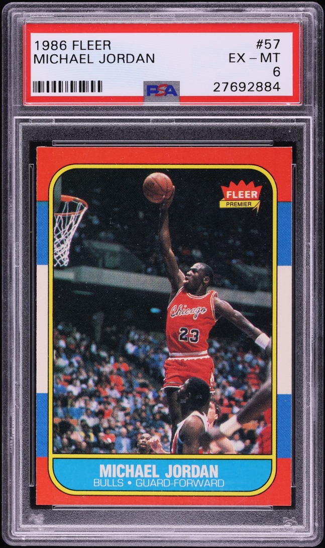 1986 Fleer Basketball Michael Jordan ROOKIE #57 PSA 6 EXMT