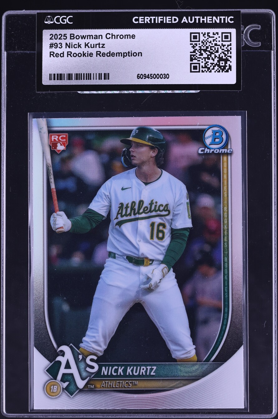 2025 Bowman Chrome Red Redemption Nick Kurtz ROOKIE #93 CGC AUTH on ...