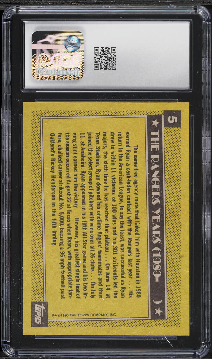 1990 Topps Nolan Ryan #5 CGC 9 MINT