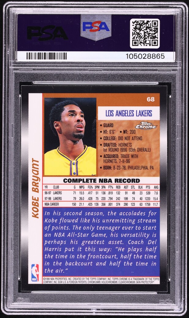 1998 Topps Chrome Kobe Bryant #68 PSA 10 GEM MINT