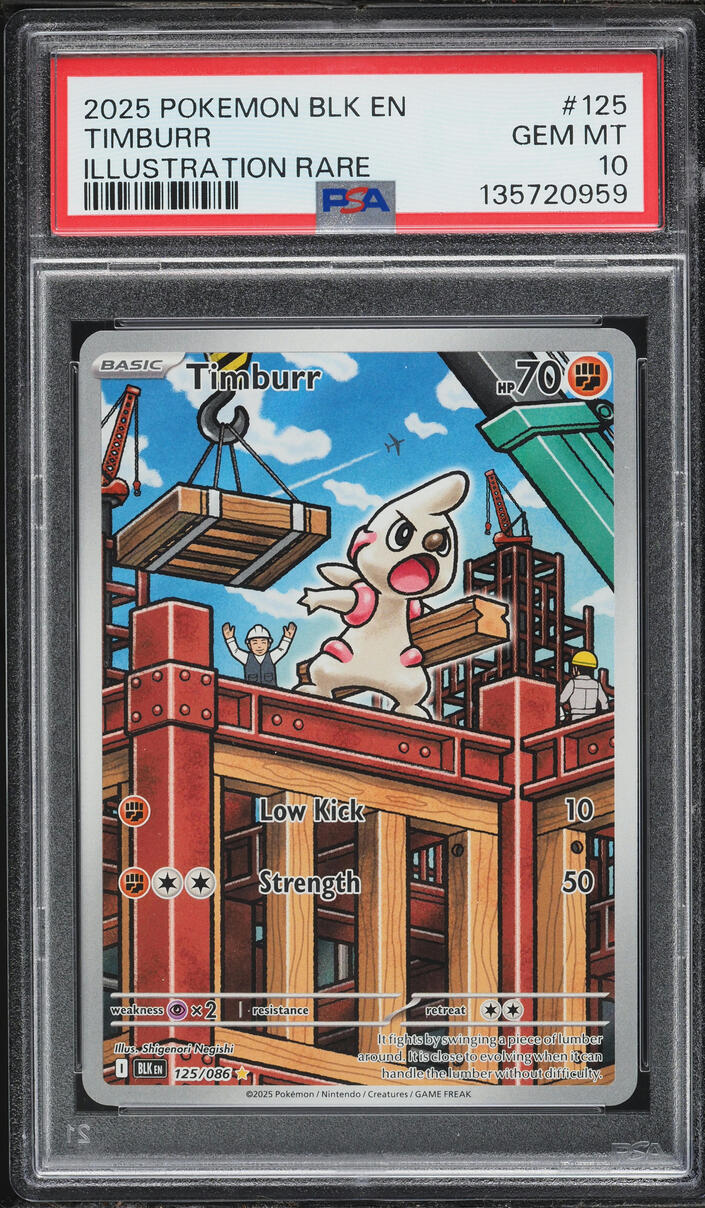 2025 Pokemon Scarlet & Violet Black Bolt IR Timburr #125 PSA 10 GEM MINT