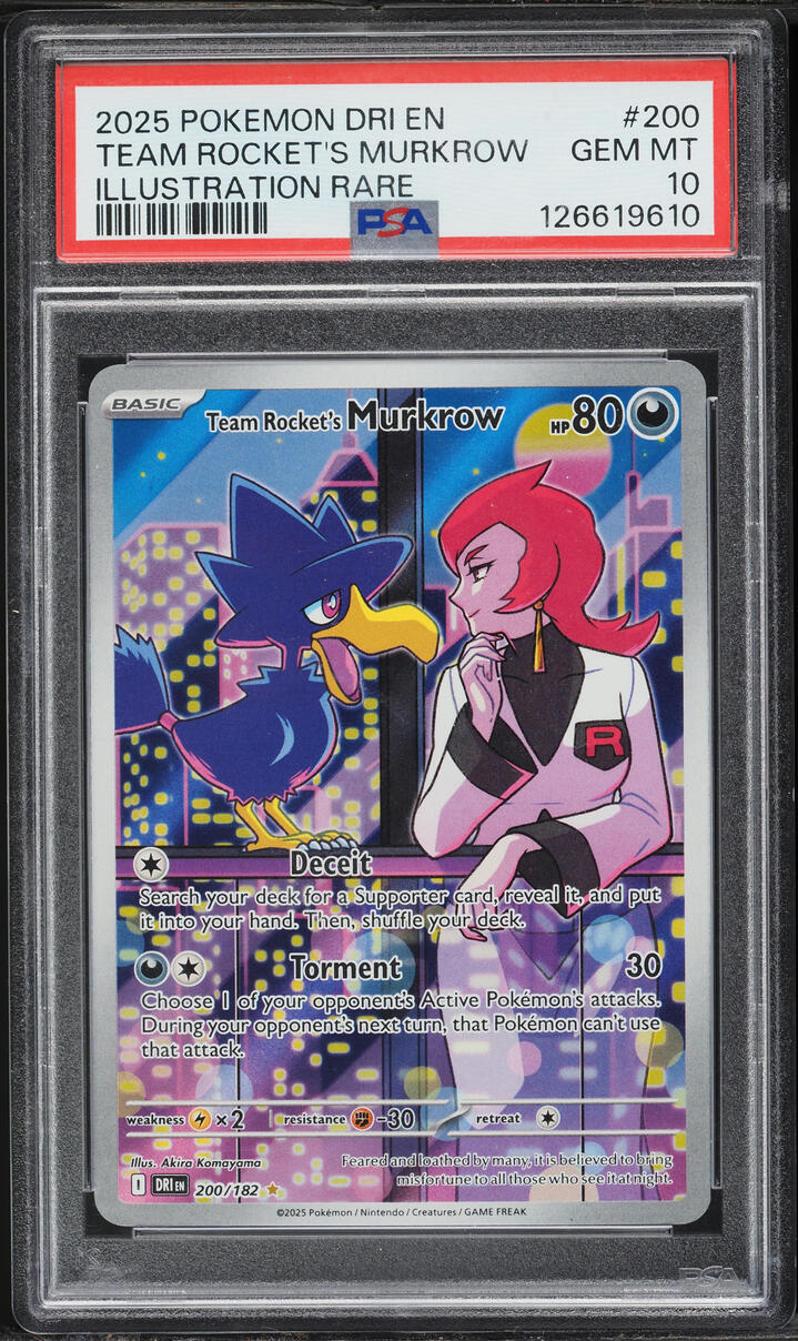 2025 Pokemon Scarlet & Violet Destined Rivals IR Team Rocket's Murkrow #200 PSA 10 GEM MINT