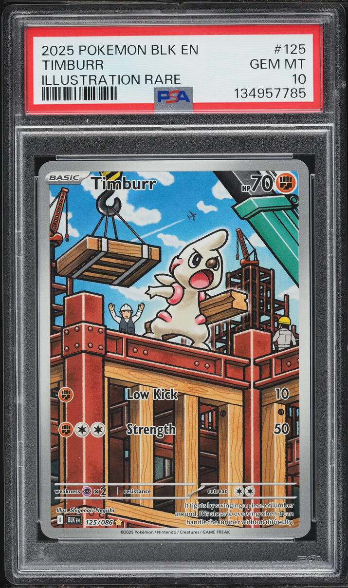 2025 Pokemon Scarlet & Violet Black Bolt IR Timburr #125 PSA 10 GEM MINT