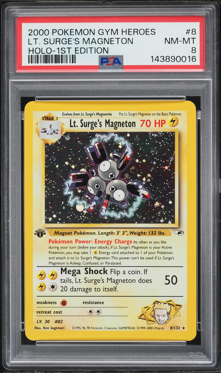 2000 Pokemon Gym Heroes 1st Edition Holo Lt. Surge's Magneton #8 PSA 8 NM-MT