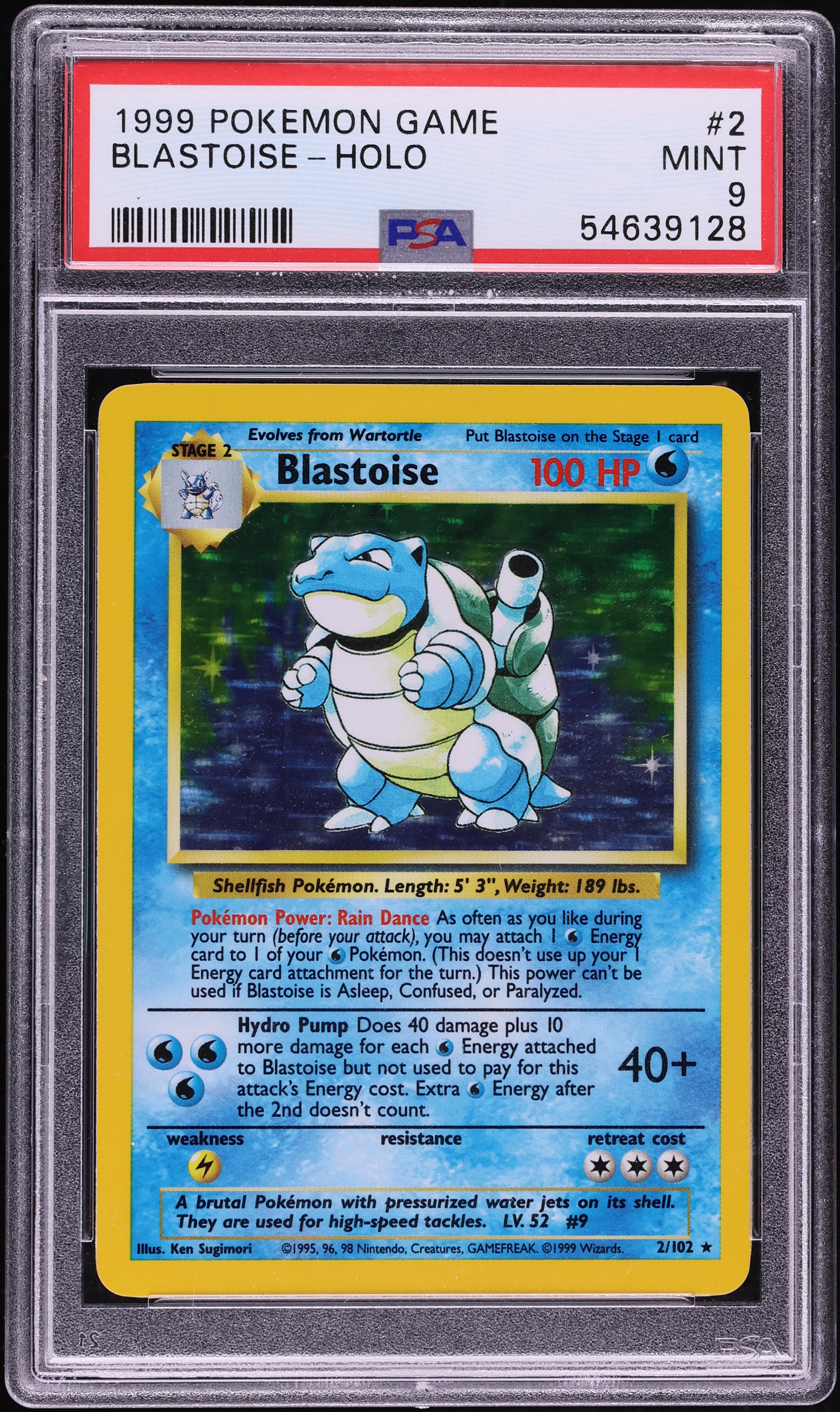 1999 Pokemon Base Set Holo Blastoise #2 PSA 9 MINT