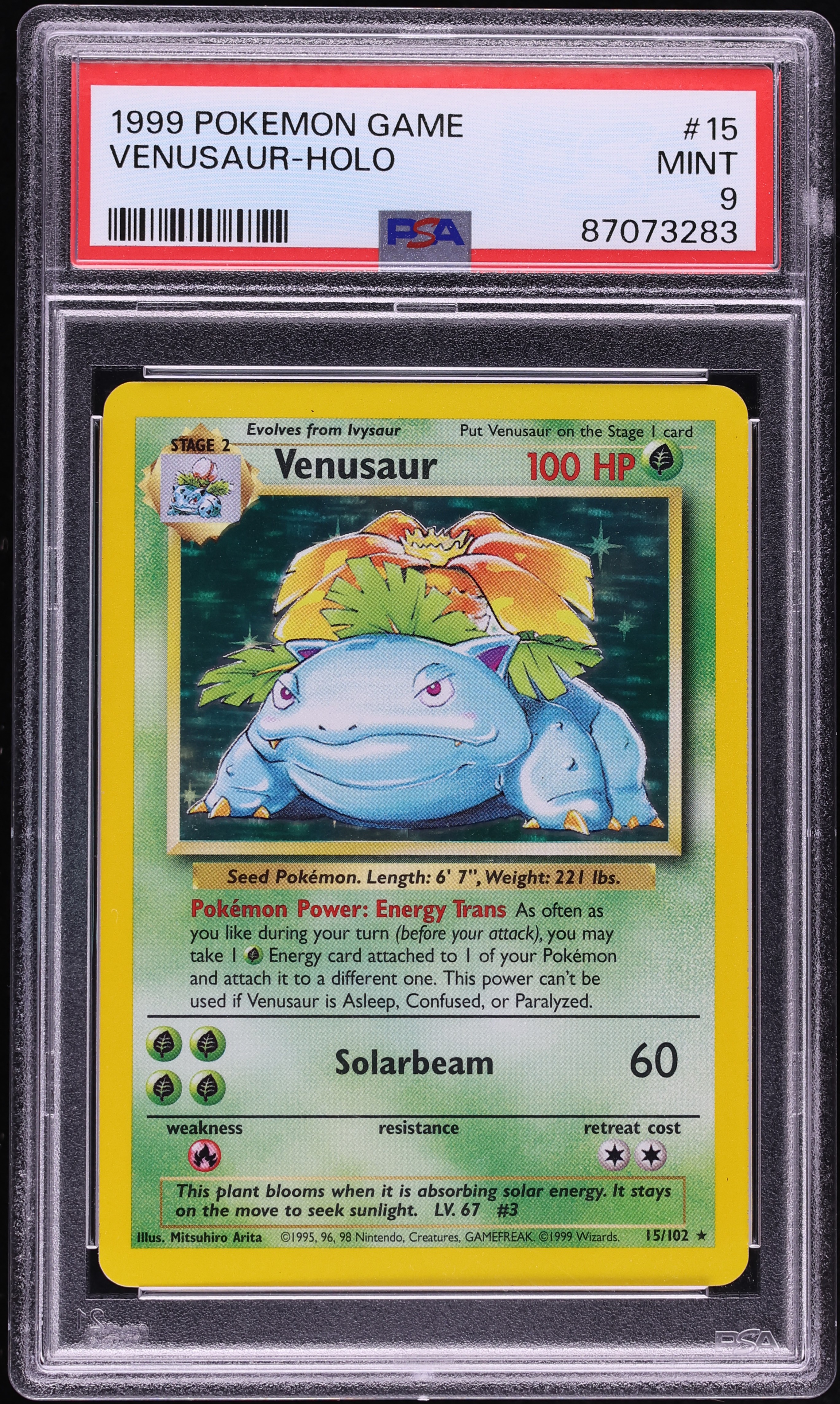 1999 Pokemon Base Set Holo Venusaur #15 PSA 9 MINT