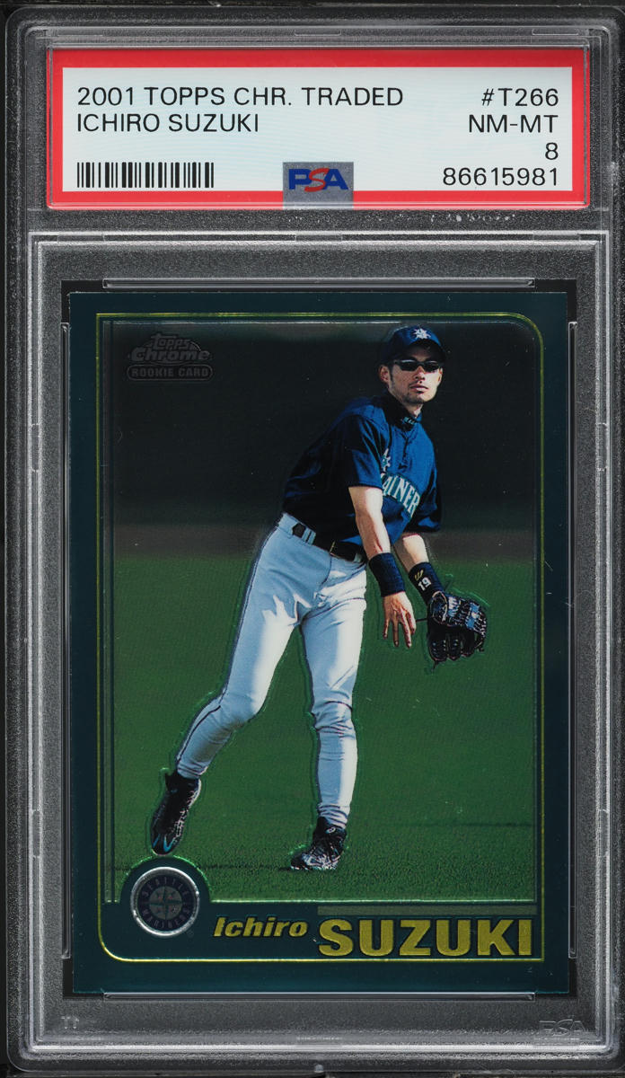 2001 Topps Chrome Traded Ichiro Suzuki ROOKIE #T266 PSA 8 NM