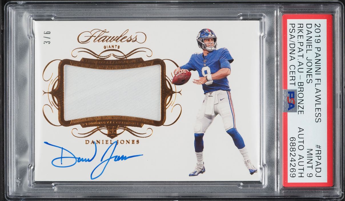 2019 Panini Flawless Bronze Daniel Jones ROOKIE PATCH AUTO /6 #RPA-DJ PSA 9 MINT