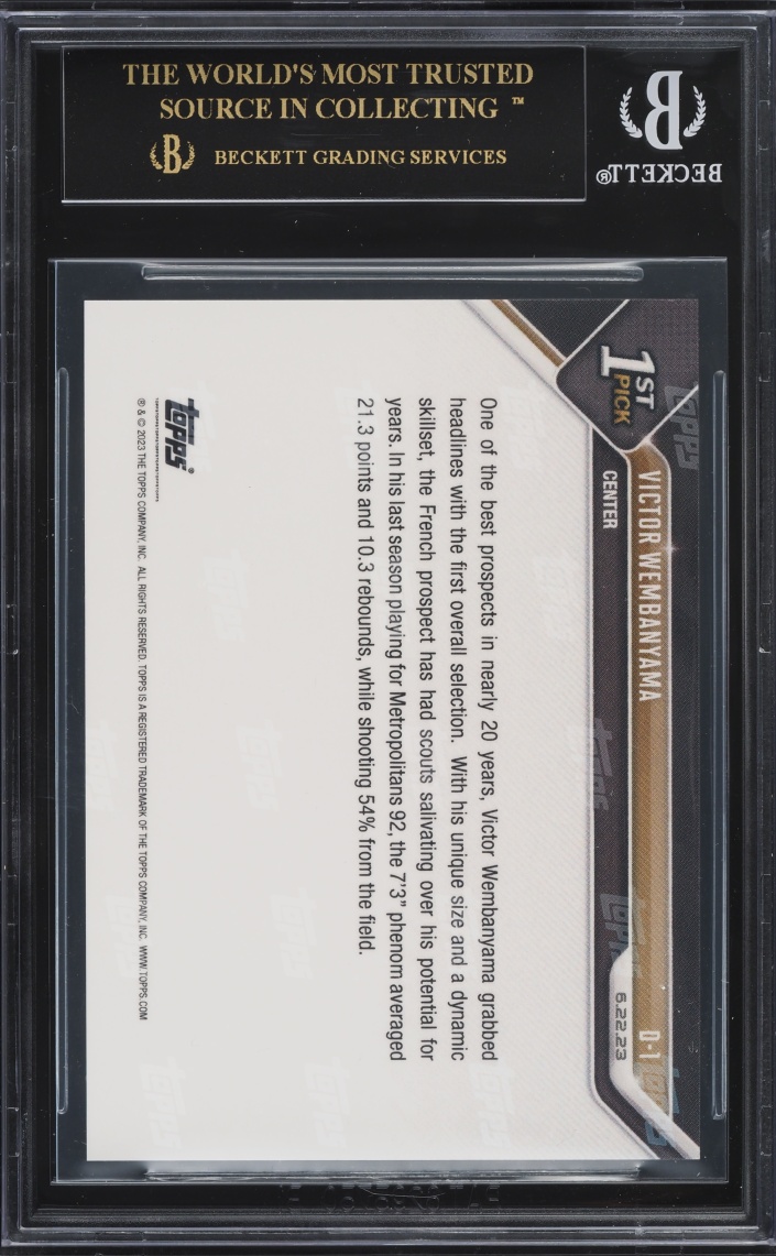 2023 Topps Now Draft Victor Wembanyama ROOKIE #D-1 BGS 10 PRISTINE, BLACK LABEL