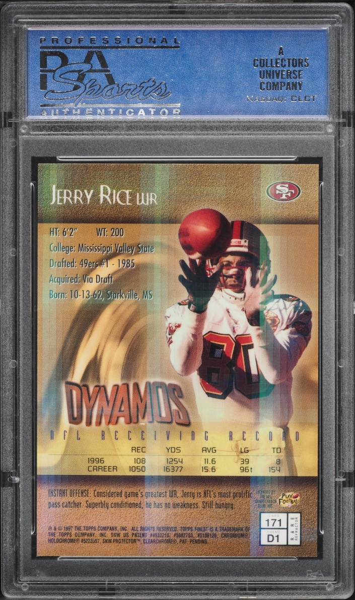 1997 Finest Dynamos Refractor Jerry Rice #171 PSA 9 MINT