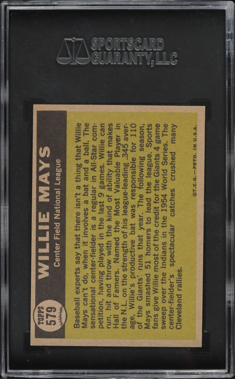 1961 Topps Willie Mays ALL-STAR #579 SGC 7 NRMT
