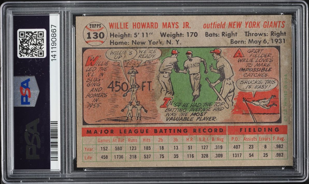 1956 Topps Willie Mays #130 PSA 5 EX