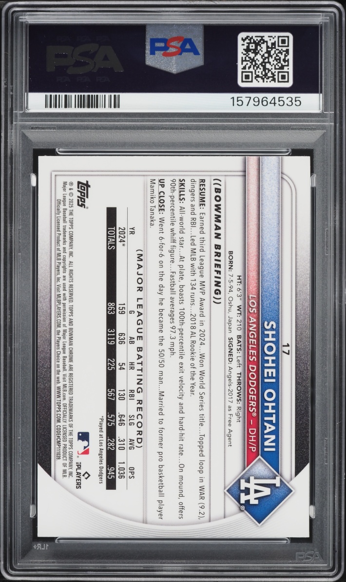 2025 Bowman Chrome Mega Box Shohei Ohtani #17 PSA 10 GEM MINT