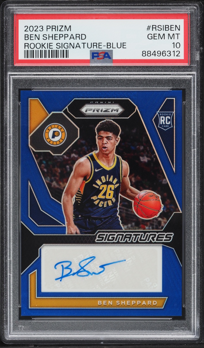 2023 Panini Prizm Blue Ben Sheppard ROOKIE AUTO /49 #RSI-BEN PSA 10 GEM MINT