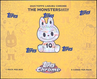 2025 Topps Chrome Labubu 10th Anniversary Hobby Box, 5ct Cards on