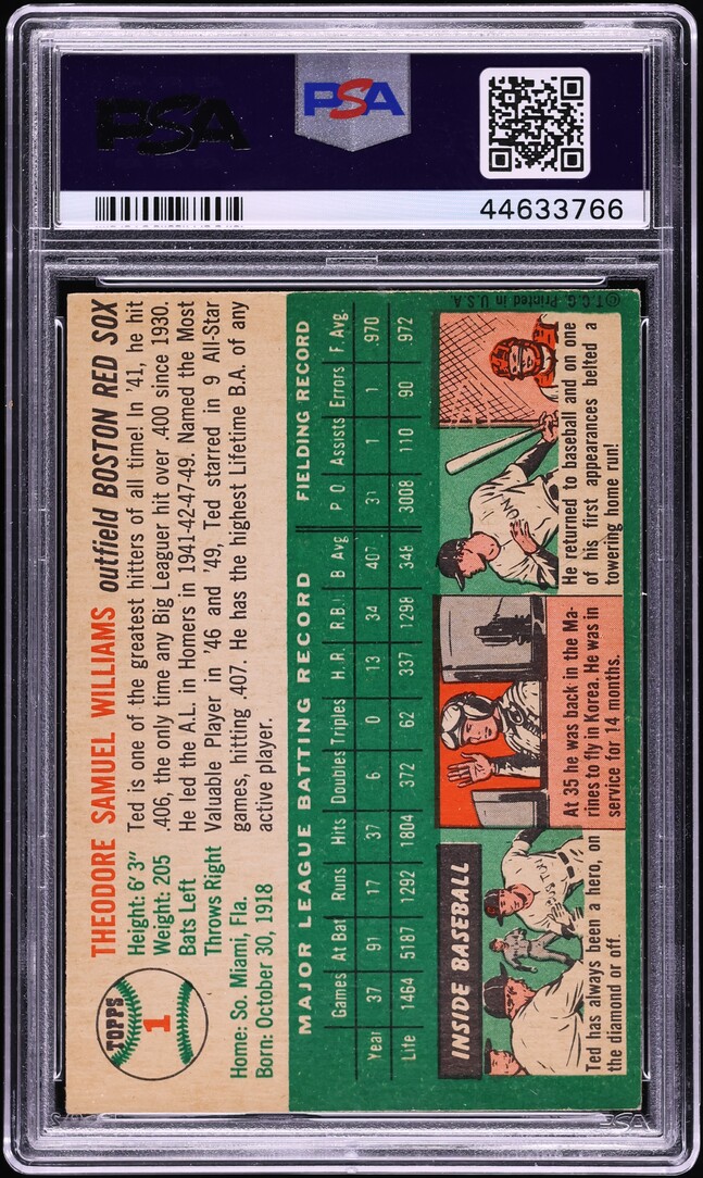 1954 Topps Ted Williams #1 PSA 6 EXMT
