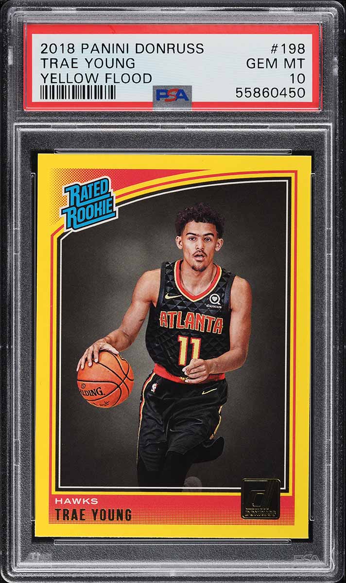 2018 Donruss Yellow Flood Trae Young ROOKIE #198 PSA 10 GEM MINT