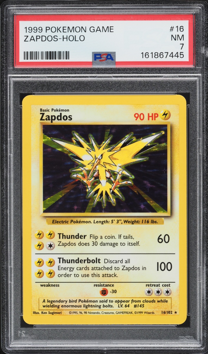 1999 Pokemon Base Set Holo Zapdos #16 PSA 7 NRMT