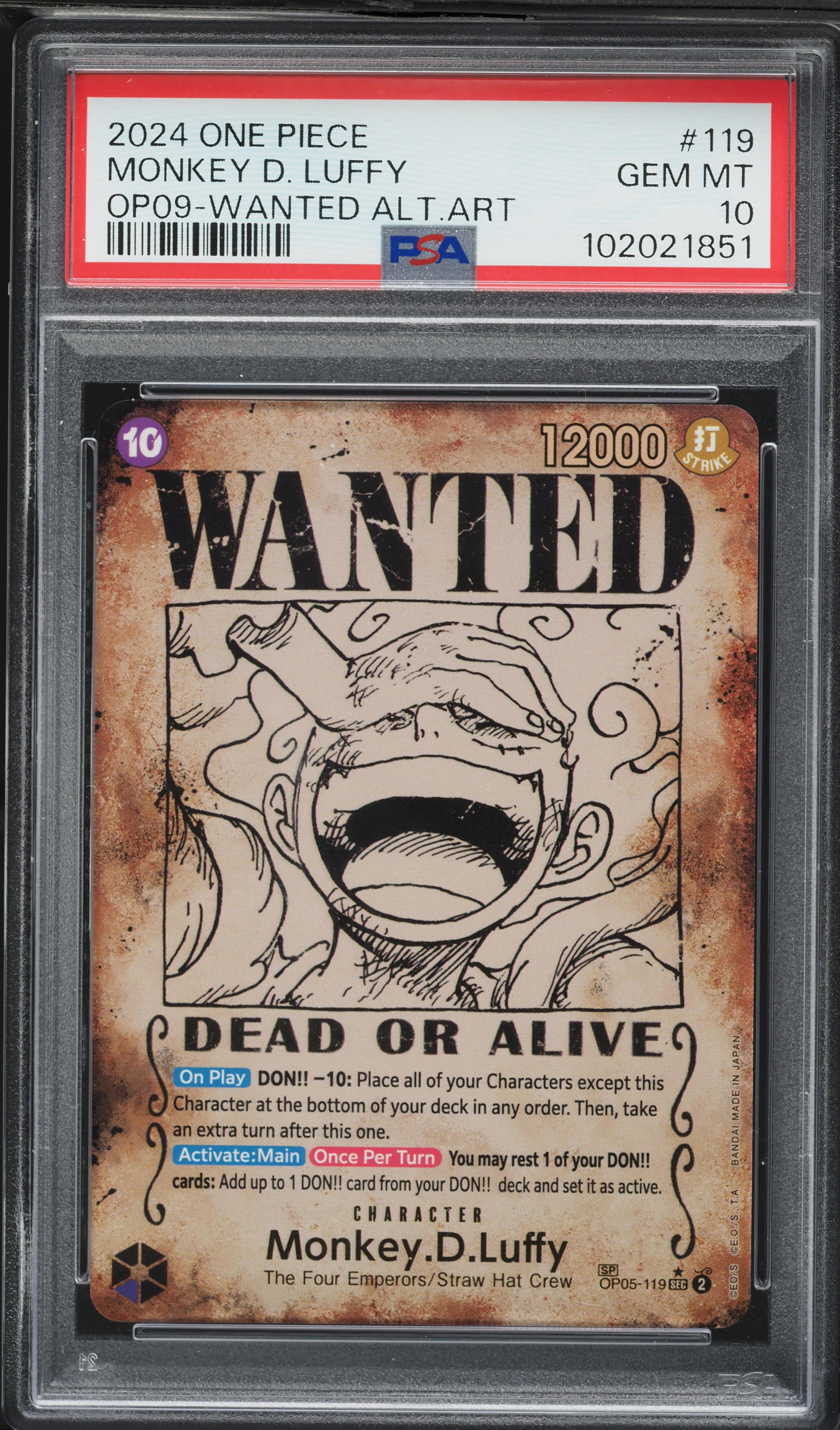 ONE PIECE JPN モンキー・D・ルフィ WANTED ALT ART 2024 One Piece Emperors Of The New World Wanted Alt Art