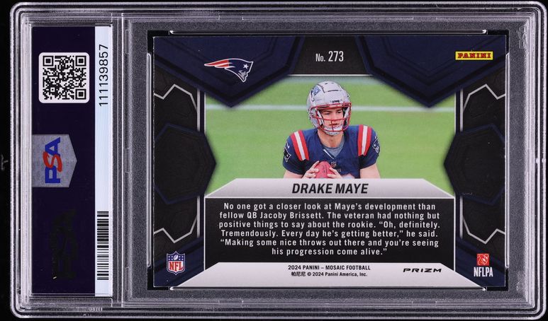 2024 Panini Mosaic Reactive Yellow Drake Maye ROOKIE #273 PSA 10 GEM MINT