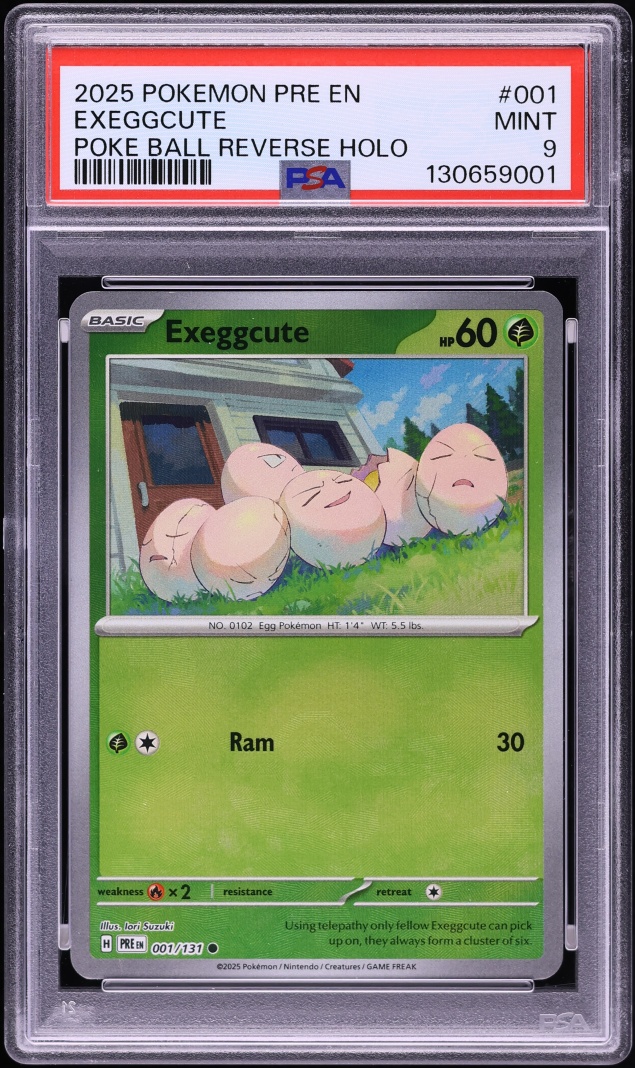 2025 Pokemon Scarlet & Violet Prismatic Evolutions Poke Ball Reverse Holo Exeggcute #1 PSA 9