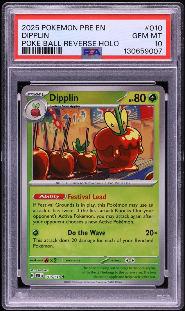 2025 Pokemon Scarlet & Violet Prismatic Evolutions Poke Ball Holo Dipplin #10 PSA 10 GEM MINT