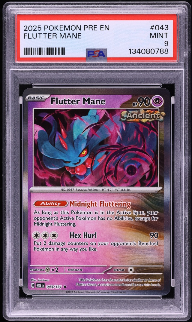 2025 Pokemon Scarlet & Violet Prismatic Evolutions Flutter Mane #43 PSA 9 MINT