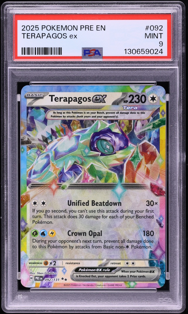 2025 Pokemon Scarlet & Violet Prismatic Evolutions Terapagos ex #92 PSA 9 MINT