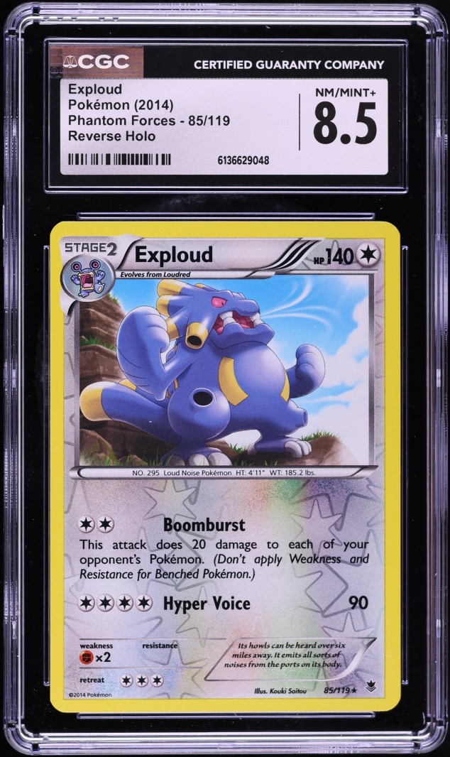 2014 Pokemon XY Phantom Forces Reverse Holo Exploud #85 CGC 8.5 NM-MT+