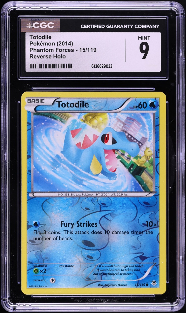 2014 Pokemon XY Phantom Forces Reverse Holo Totodile #15 CGC 9 MINT