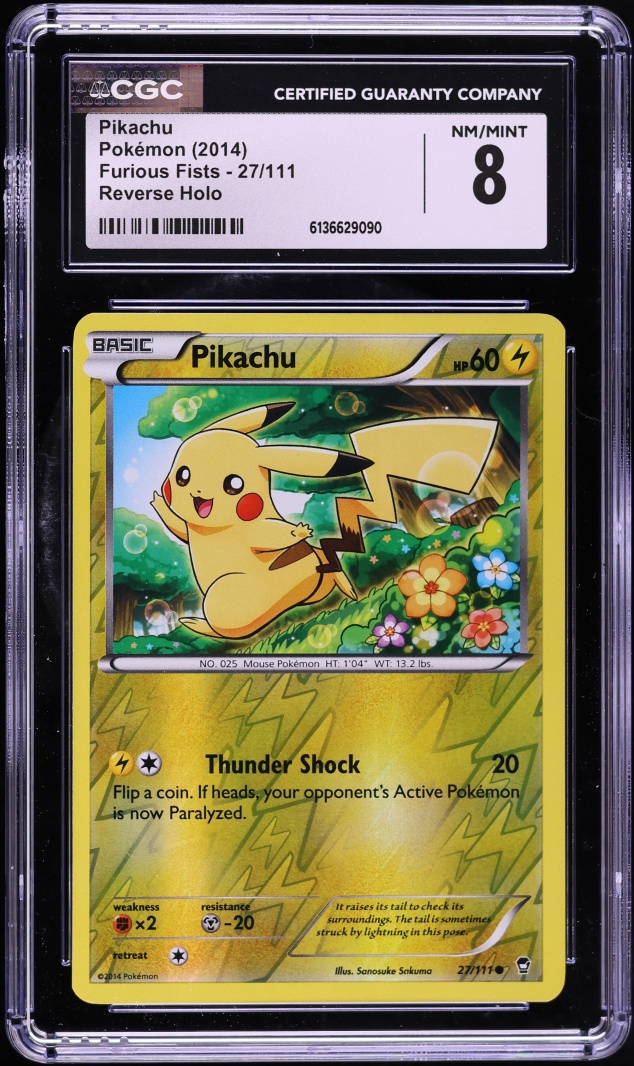 2014 Pokemon XY Furious Fists Reverse Holo Pikachu #27 CGC 8 NM-MT