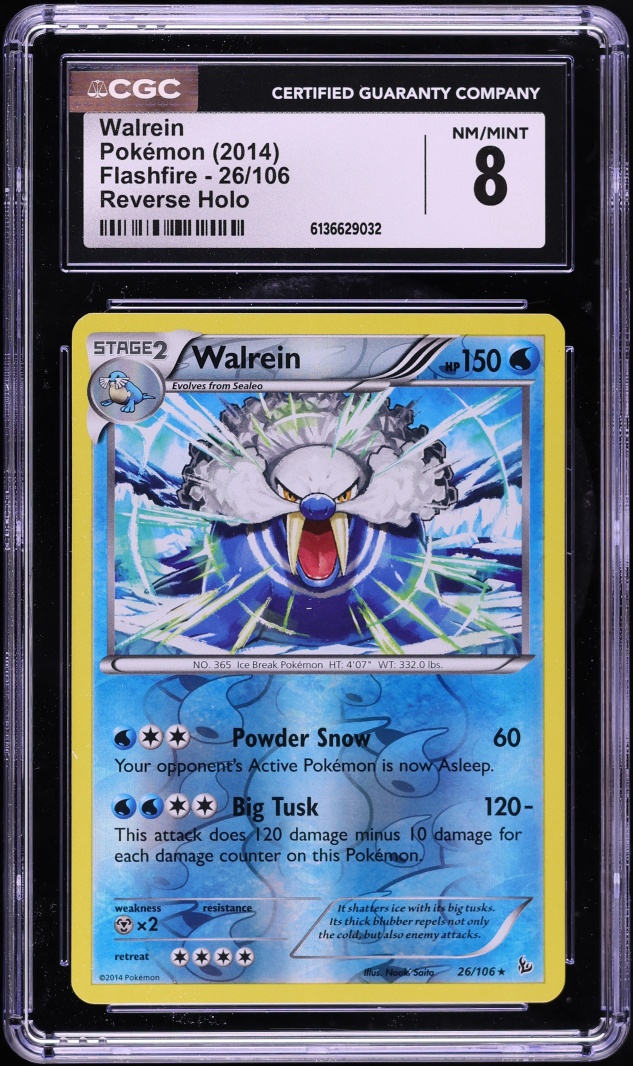2014 Pokemon XY Flashfire Reverse Holo Walrein #26 CGC 8 NM-MT