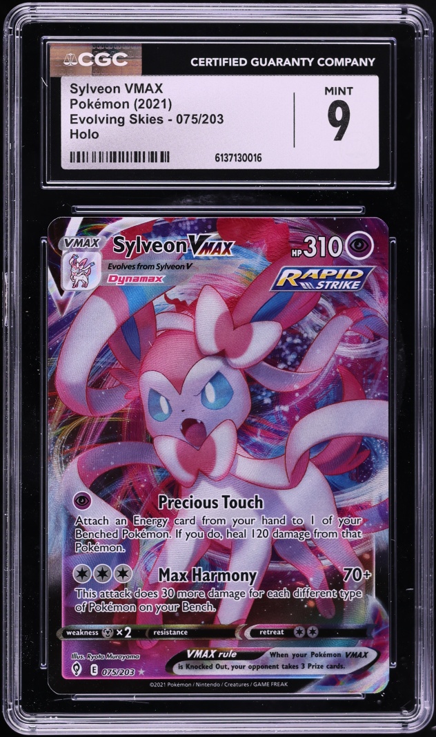 2021 Pokemon Sword & Shield Evolving Skies Full Art Sylveon VMAX #75 CGC 9 MINT