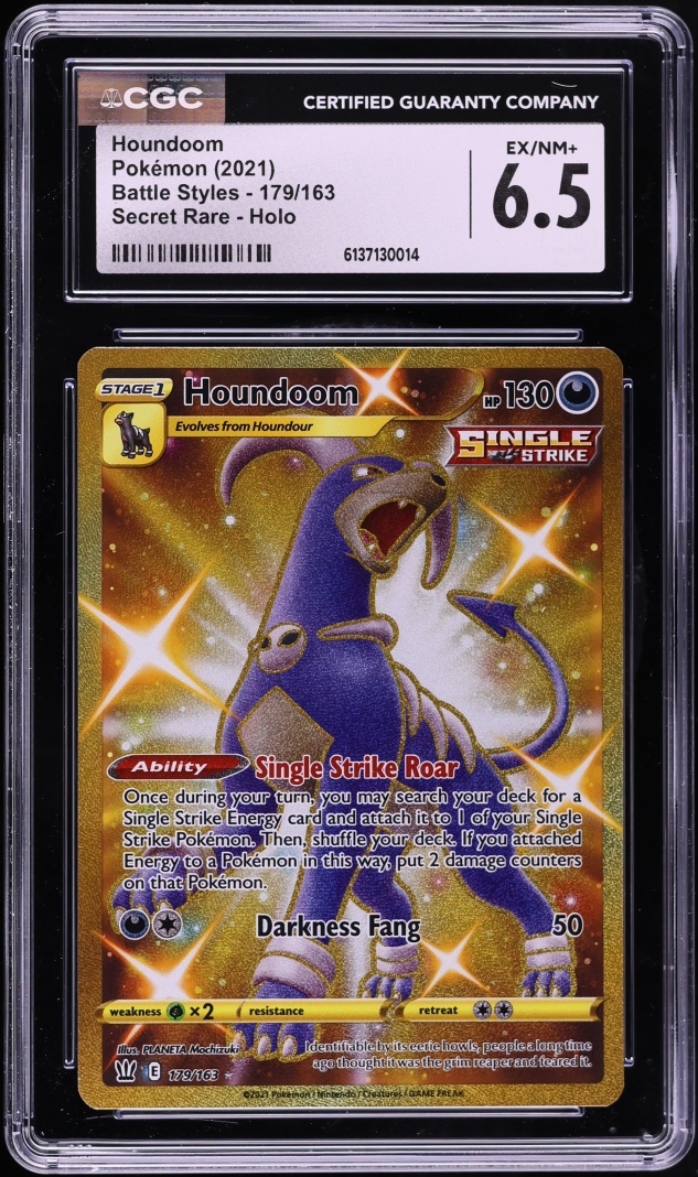 2021 Pokemon Sword & Shield Battle Styles Gold Rare Houndoom #179 CGC 6.5 EXMT+
